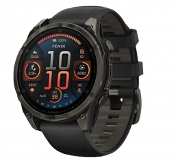 Garmin Fenix 8 43mm AMOLED Sapphire Carbon Gray DLC Tit. w. Black/Pebble Gray S. Band (010-02903-20) EU
