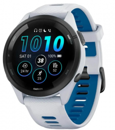 Garmin Forerunner 265 Black Bezel w. Whitestone Case and Whitestone/Tidal Blue S. Band (010-02810-01) EU
