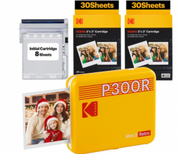 KODAK Mini 3 Retro 4PASS Portable Photo Printer 3 x 3 + 60 Sheets (0192143003373) EU