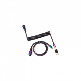 USB 2.0 AM to USB-C 1.08m Premium Coiled Aviator Straight rainbow plated black Keychron (CAB5_KEYCHRON)