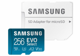 Samsung 256 GB microSDXC UHS-I U3 V30 A2 EVO Select + SD Adapter MB-ME256KA EU