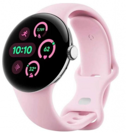 Google Pixel Watch 3 41 mm Wi-Fi Polished Silver Aluminum Case/Rose Quartz Active Band EU