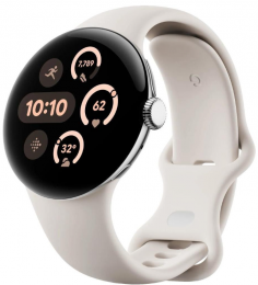 Google Pixel Watch 3 41 mm Wi-Fi Polished Silver Aluminum Case/Porcelain Active Band EU