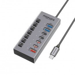 Promate Gegahub-10G USB Type-C 7-в-1 Grey