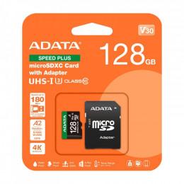 ADATA 128GB microSD class 10 UHS-I U3 V30 A2 Speed Plus (UD128GUI3V30A2SP-RA1)
