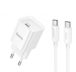 HOCO C146A Charm single port PD20W charger set (C to C) (6942007630269) White