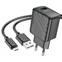 HOCO CS21A Rich single port QC3.0 charger set(Micro)(6942007609890) Black