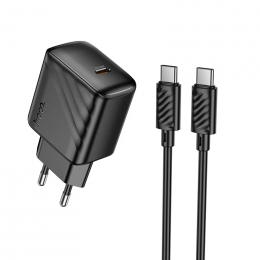 HOCO CS24A Puerto single-port PD25W charger set (C to C)(6942007639774) Black