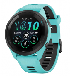 Garmin Forerunner 265 Black Bezel w. Aqua Case and Aqua/Black Silicone Band (010-02810-02/12/52) EU
