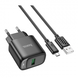 HOCO C140A Smart single port QC3.0 charger set(Micro)(6942007627801) Black