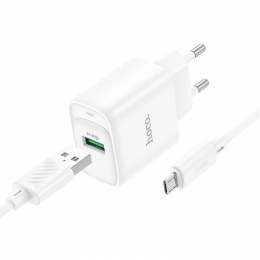 HOCO C140A Smart single port QC3.0 charger set (Micro)(6942007627818) White