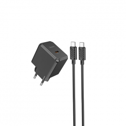 HOCO CS13A Ocean single port PD20W charger set(Type-C to Type-C) (6942007603843) Black
