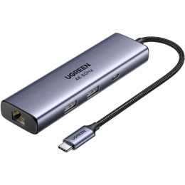 Ugreen CM512 USB Type-C - 2xUSB 3.0, USB-C, DisplayPort, RJ45, PD (75643)