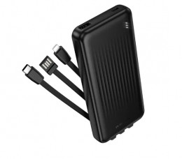 BOROFONE BJ79 Clever power bank with 3 cables(10000mAh) Black (6941991121531)