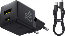 Baseus Palm Fast Charger 20W Black Type-C to Type-C cable (P10111608113-01)