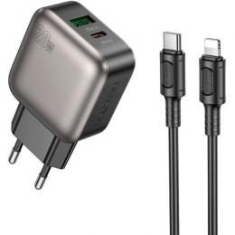 BOROFONE BAS54A Absolute 1xUSB-C PD20W + 1xUSB QC3.0 + cable USB-C to Lightning Black (6941991116216)
