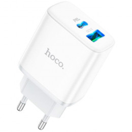 HOCO C105A Stage 1xUSB-C PD20W + 1xUSB QC3.0 White (6931474782946)
