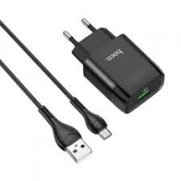 Hoco C72Q Glorious single port QC3.0 charger set (Micro) Black (6931474732521)