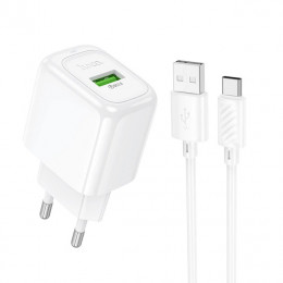 HOCO CS52A Surplus single-port QC3.0 charger set USB to Type-C White (6942007631471)