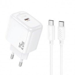 HOCO CS53A Surplus single port PD25W charger set Type-C to Type-C White (6942007631501)