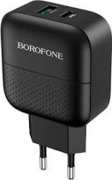BOROFONE BA46A Premium 1xUSB-C PD + 1xUSB QC3.0 18W Black (6931474727336)