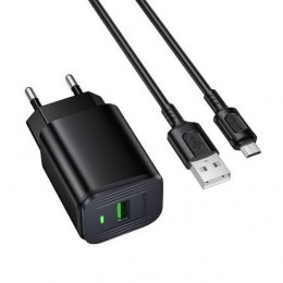 Borofone BAS82A Star 18W Black + USB Type-A to MicroUSB cable (6941991126727)
