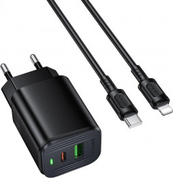 Borofone BAS83A Star 20W Black + Type-C to Lightning cable (6941991126789)