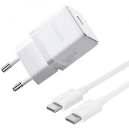 Baseus Palm Fast Charger 1C 30W EU + Mini Cable Type-C to Type-C 60W 20V/3A 1 м Moon White (P10111605213-01)