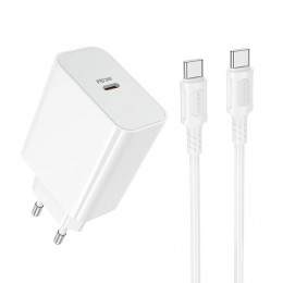 BOROFONE BA107A Stellar single port PD30W charger set (C to C) (EU) White (6941991125362)