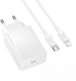 Borofone BAS75A Source single port PD30W charger set (C to iP) (EU) White (6941991122842)