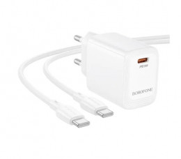 Borofone BN28 Fuente single port PD30W charger set C to C EU White (6941991120312)