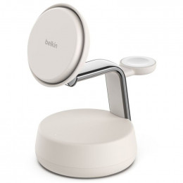 Belkin UltraCharge Pro 3-in-1 Magnetic Charging Dock with Qi2 25W Sand (WIZ040KQSD)