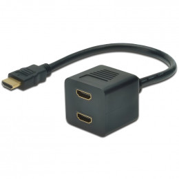 Digitus HDMI - 2хHDMI (M/F), 0.2 м, Black (AK-330400-002-S)