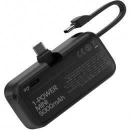 Momax 1-Power Mini 3-in-1 5000mAh 20W USB-C Black (IP130D)