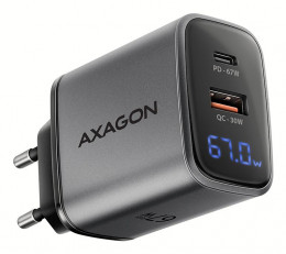 AXAGON ACU-PQ67D, 2x port (USB + USB-C), PD3.0/QC4+/PPS/Apple, 67W