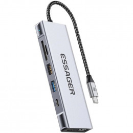 Essager 8 in 1 USB-C Hub with 10Gbps M.2 NVMe SSD Enclosure (EHB08-QK0G-Z)