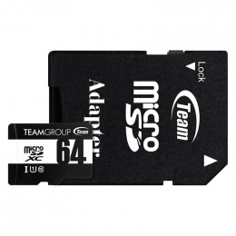 MicroSDHC 64GB UHS-I Class 10 Team Black + SD-adapter (TUSDX64GCL10U03)
