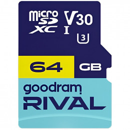 MicroSDXC 64GB UHS-I/U3 Class 10 Goodram RIVAL M2AA R170/W120MB/s + SD-adapter (GGSM2AA-0640R12)