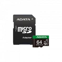ADATA 64GB microSD class 10 UHS-I U3 V30 A2 Speed Plus (UD64GUI3V30A2SP-RA1)