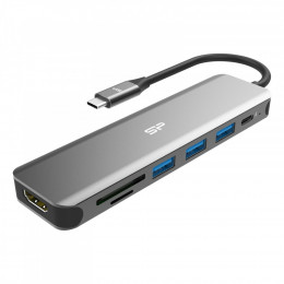 Silicon Power Docking Station USB-C 7-in-1 Boost SU20 Silver Aluminum (SPU3C07DOCSU200G)