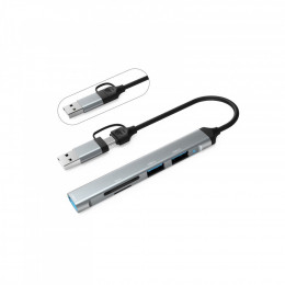 Dynamode 5-in-1 USB Type-C/Type-A to 1хUSB3.0, 2xUSB 2.0, card-reader SD/MicroSD (DM-UH-514)