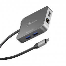 J5create USB-C 5-in-1 1xHDMI + 1xUSB 3.2 + 1xUSB-C PD140W + 1xRJ45 1000Mbps gray (JCD3191-N)