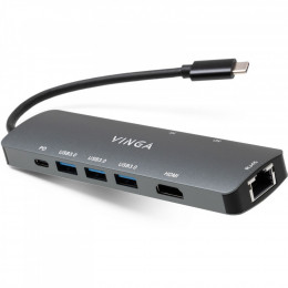 Vinga USB-C 3.1 to HDMI+RJ45_1Gbps+3xUSB3.0+SD/TF+PD100W (VHYC8)
