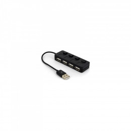 Voltronic USB 2.0 to 4xUSB with LED buttons black (YT-H4L-B)