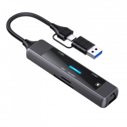 XoKo USB-C 5-in-1 USB 3.0 + USB 2.0 + SD/TF + RJ45 100Mbps silver (XK-AC-350)