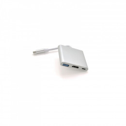 Voltronic USB-C 3-in-1 USB 3.0 + USB-C + HDMI 0.1m 4K/2K silver (YT-C-T-C(M)/HDMI(F)/USB3)