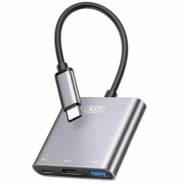 XO USBC to USBCPD100W + HDMI 4K30Hz + USB 3.0 grey (HUB011.tranish)
