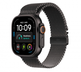 Apple Watch Ultra 4 GPS + Cellular 49mm Black Titanium Case with Black Titanium Milanese Loop - Medium (MJAV4)