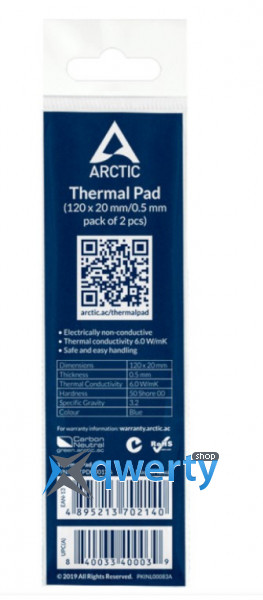 ARCTIC APT2560 Thermal Pad - 50mm X 50mm X 0.5mm - 6W/mK For CPU/GPU - Blue