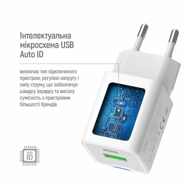 ColorWay GaN Mini 30W PD Port PPS USB (Type-C PD + USB QC4.0) White (CW-CHS053PD-WT)
